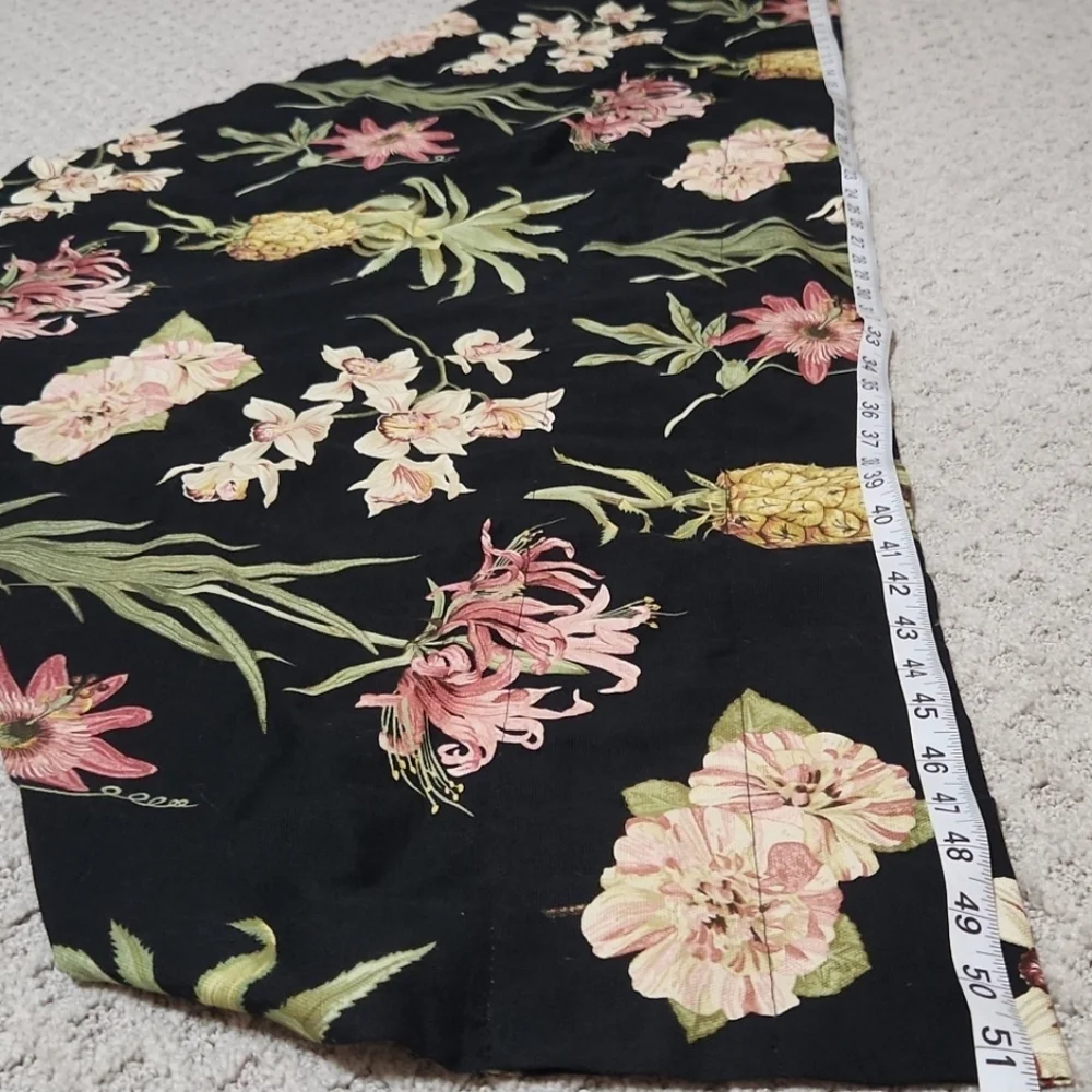 Waverly Tropical Floral and Pineapple Black & Pink Set Of Window Valances